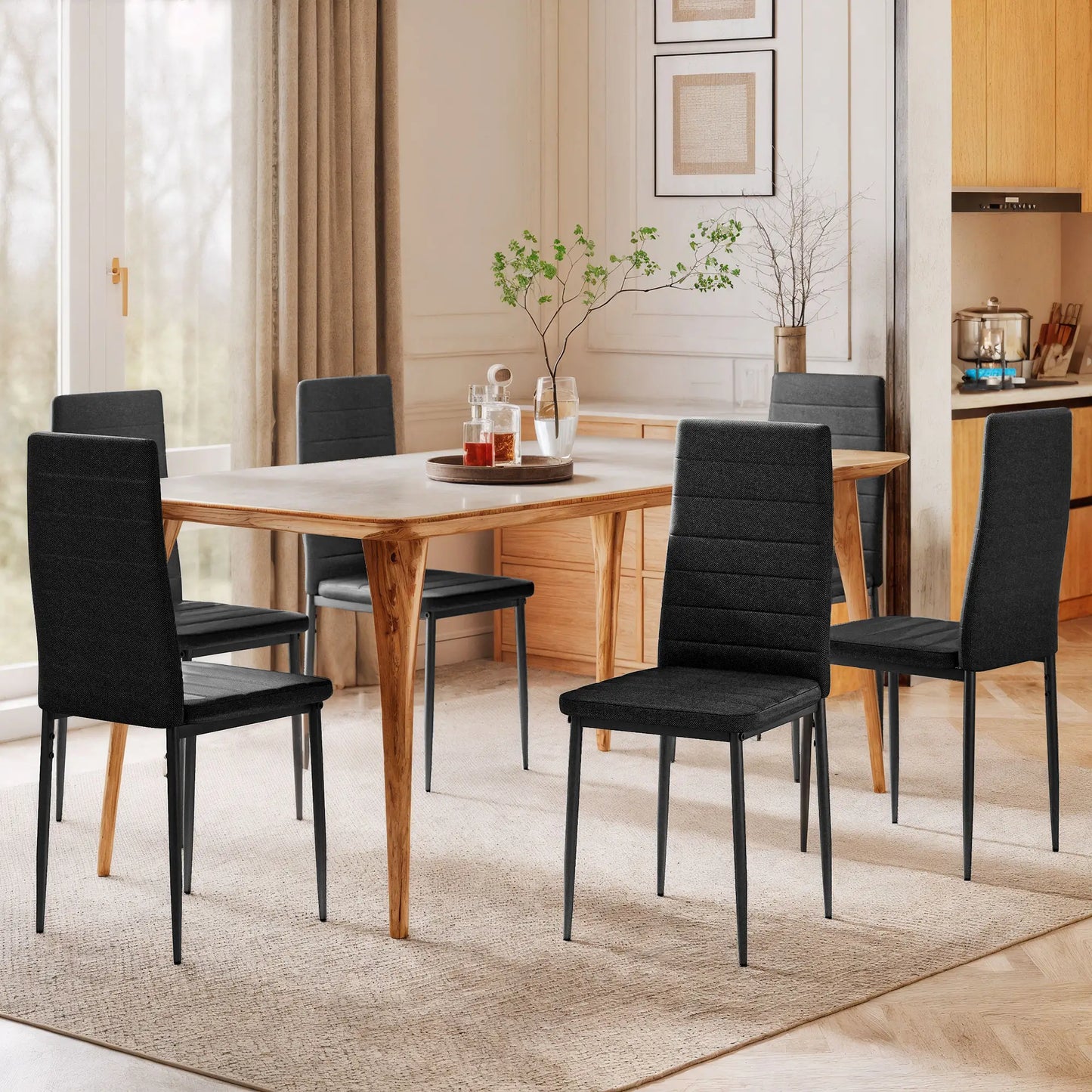 PACK DE 6 SILLAS DE COMEDOR LINO NEGRO – MODELO ATLAS image 8