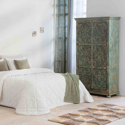 ARMARIO DALIAN ARTESANAL DE MADERA TALLADA VERDE AGUAMARINA image 0