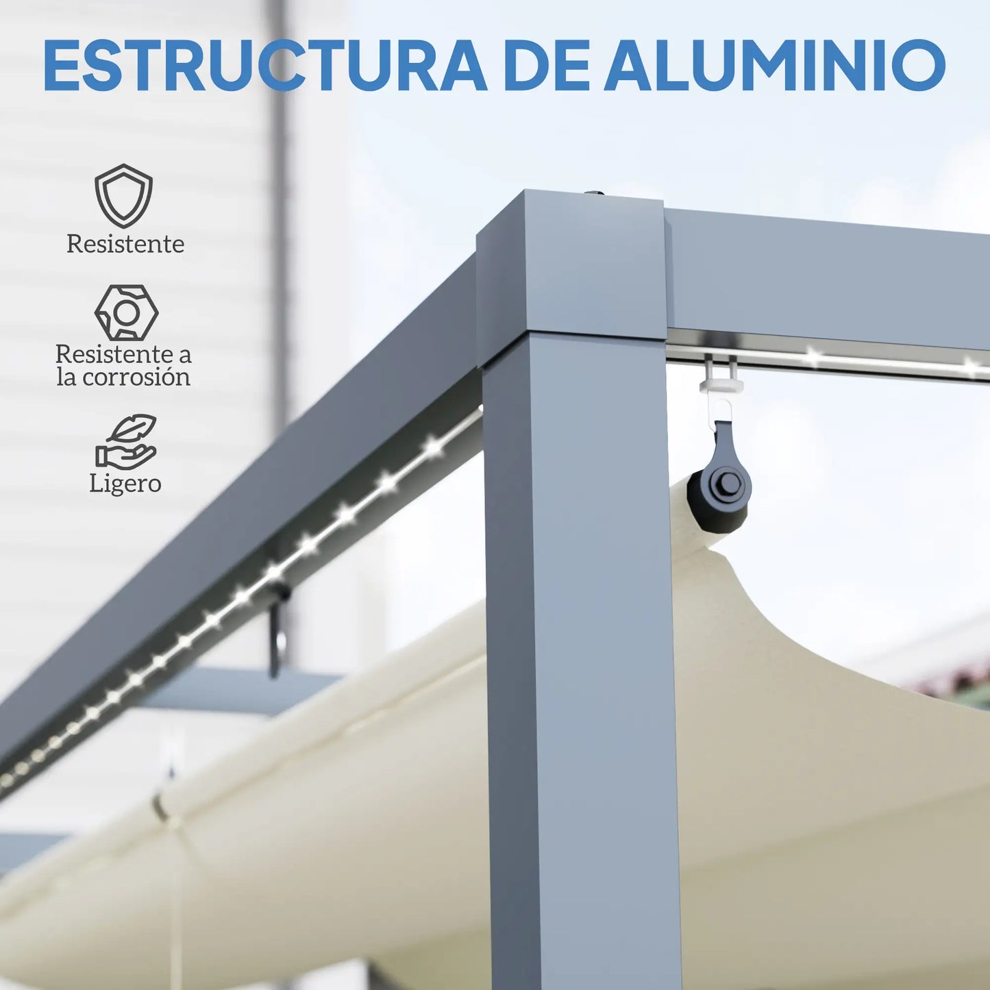 PÉRGOLA DE ALUMINIO SOLARYA 430 LED CON TECHO RETRÁCTIL Y LUCES SOLARES image 2