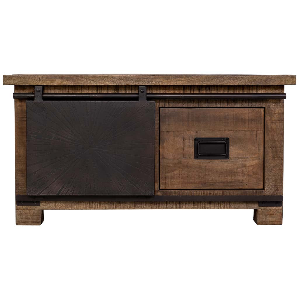 MESA DE CENTRO ÓXIDO ARTESANAL DE MADERA MACIZA image 1