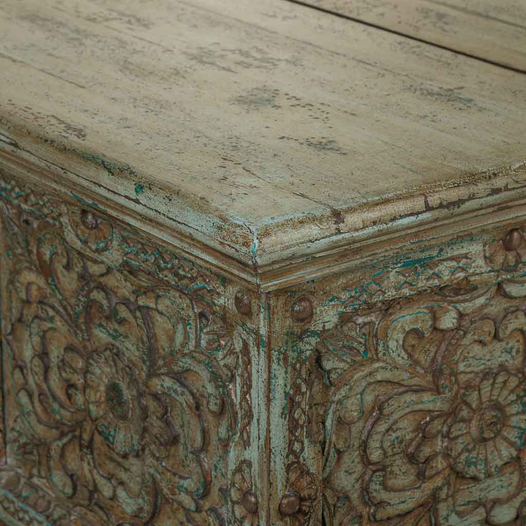 MESA BAÚL DE CENTRO DALIAN ARTESANAL VERDE AGUAMARINA image 3