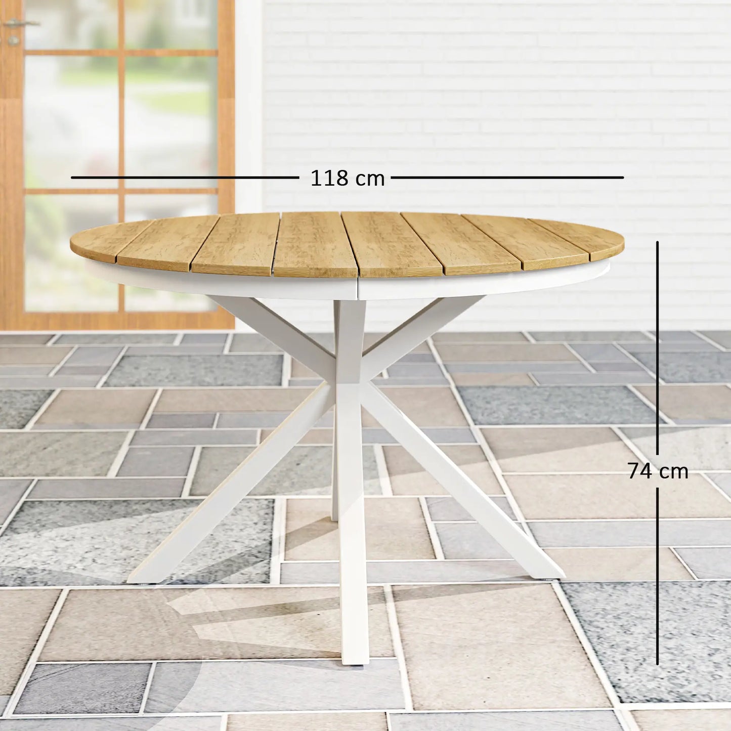 MESA DE JARDÍN REDONDA ALUMINIO Y LAMAS TEKAGARDEN Ø118 image 1
