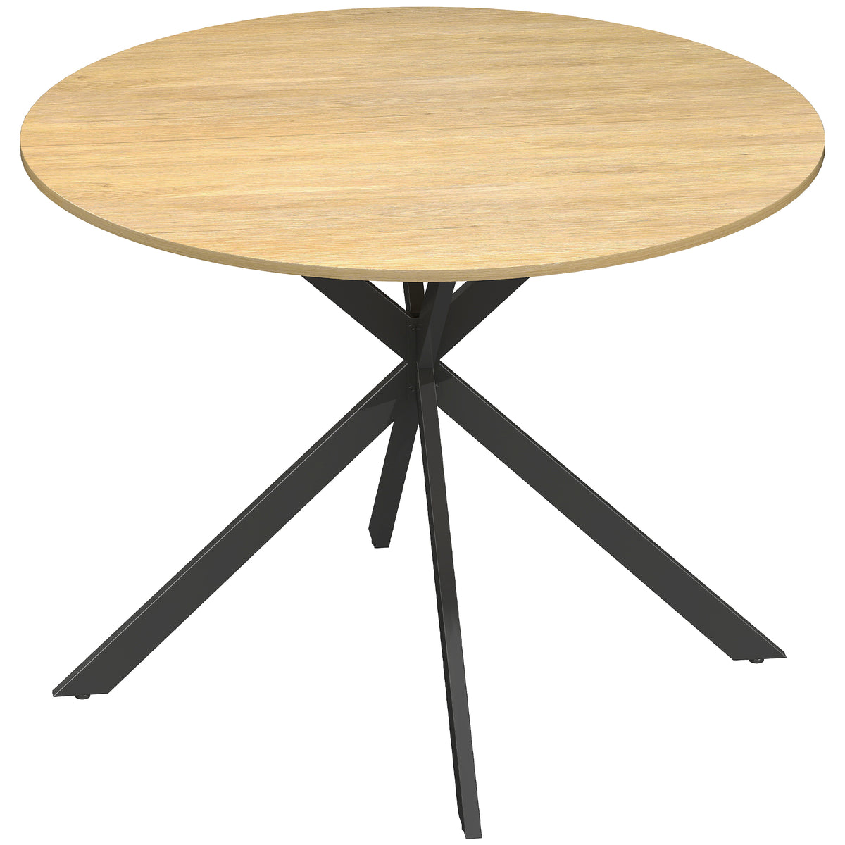 🍽️ MESA DE COMEDOR INDUSTRIAL OAK CROSS 100 – REDONDA ROBLE CON PATAS METÁLICAS NEGRAS PARA 4 PERSONAS