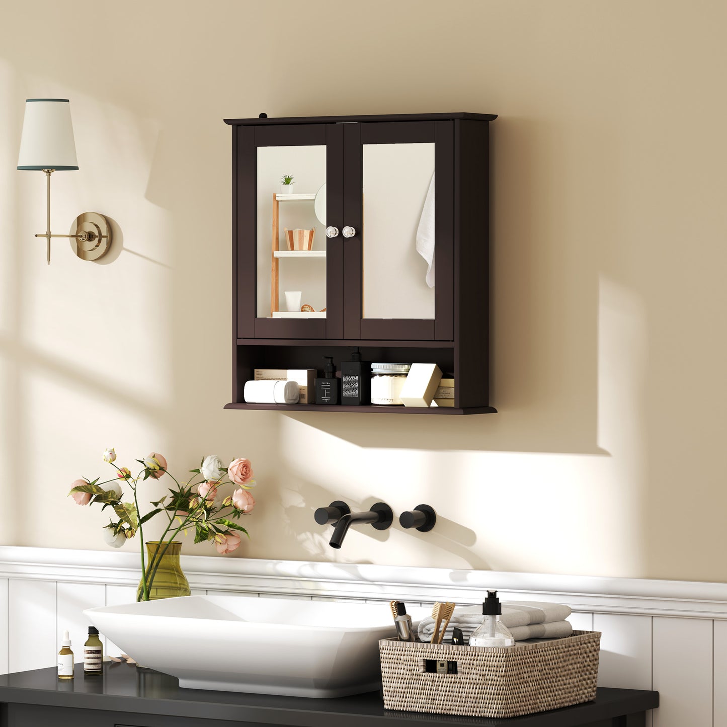 ARMARIO DE BAÑO VALMORA DARK CON ESPEJO Y ESTANTE AJUSTABLE image 1