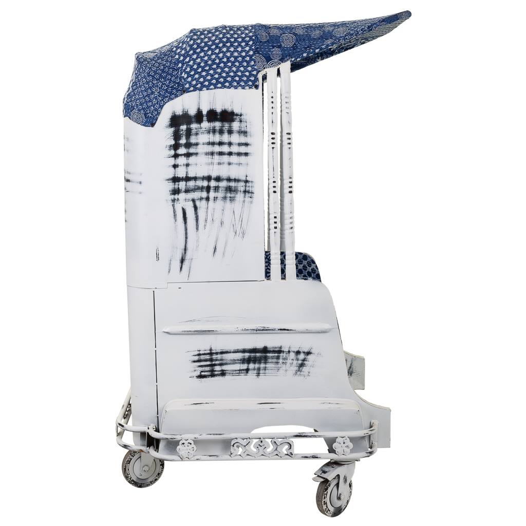 SILLÓN TUK TUK DE METAL BLANCO TAPIZADO image 8