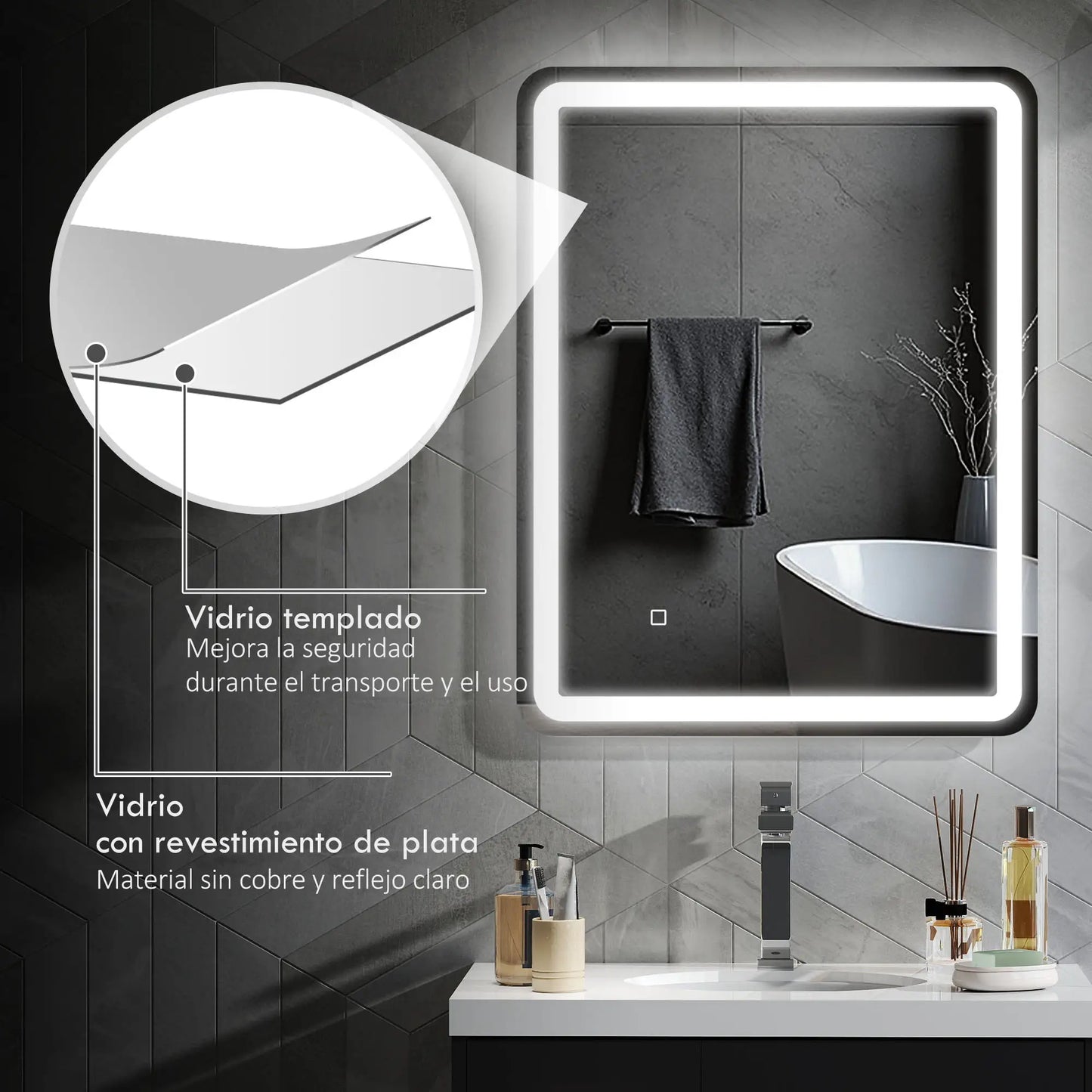ESPEJO DE BAÑO LED LUMIRA PRO 70X90 CON ANTIVAHO Y MEMORIA image 6