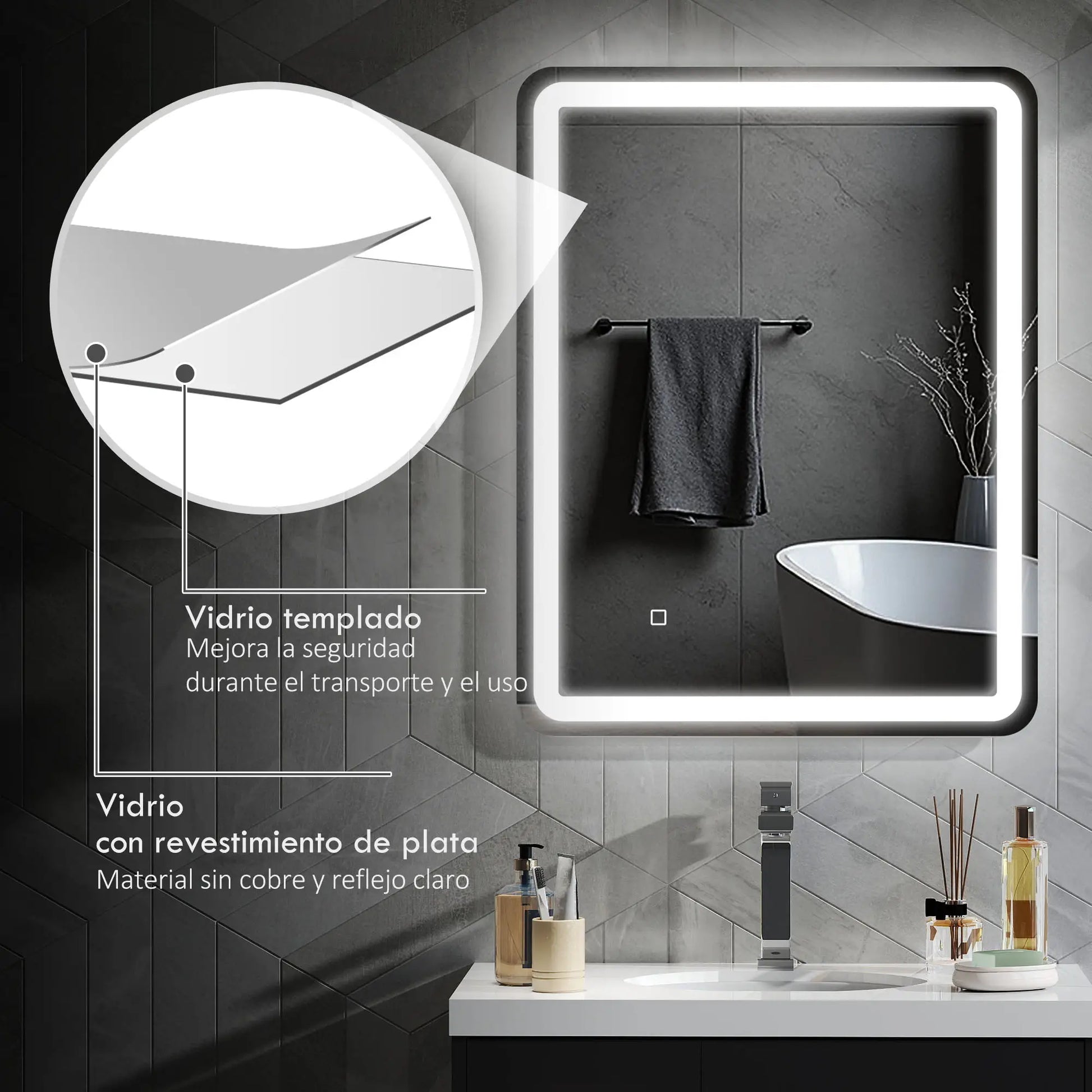 ESPEJO DE BAÑO LED LUMIRA PRO 70X90 CON ANTIVAHO Y MEMORIA image 6