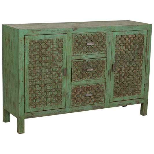 APARADOR ARTESANAL VERDE TOSCANA 3 CAJONES + 2 PUERTAS image 0