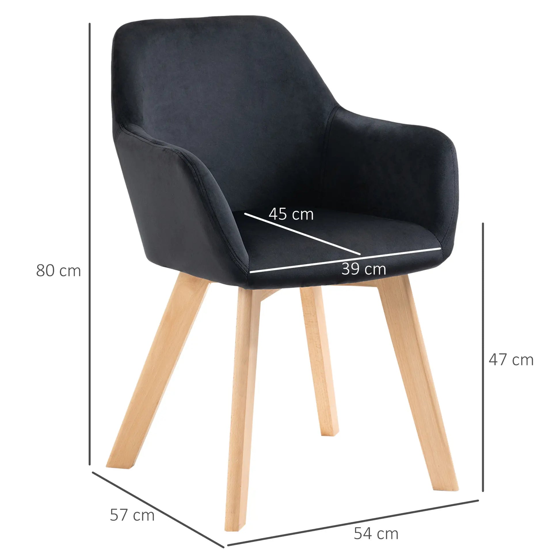 JUEGO DE 2 SILLAS DE COMEDOR MODERNAS TAPIZADAS EN TERCIOPELO – COLOR NEGRO image 1
