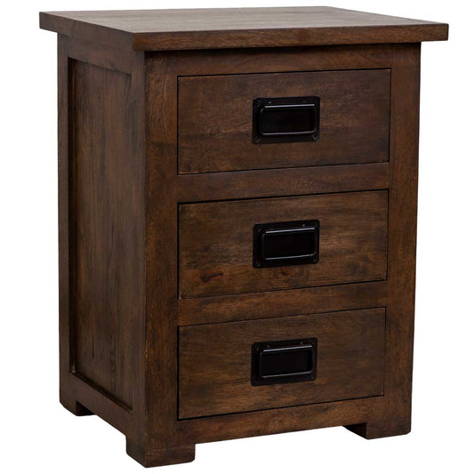 MESITA ÓXIDO ARTESANAL DE MADERA MACIZA CON 3 CAJONES image 0