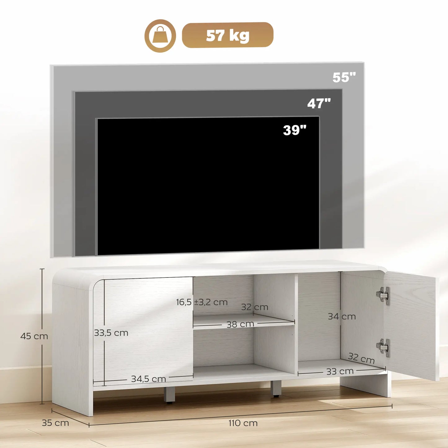 MUEBLE TV ESCANDINAVO 110 CM BLANCO image 1