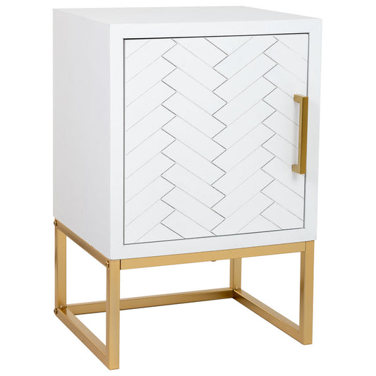 MESITA DE NOCHE MARTA BLANCA DE MADERA Y METAL CON 1 PUERTA image 0