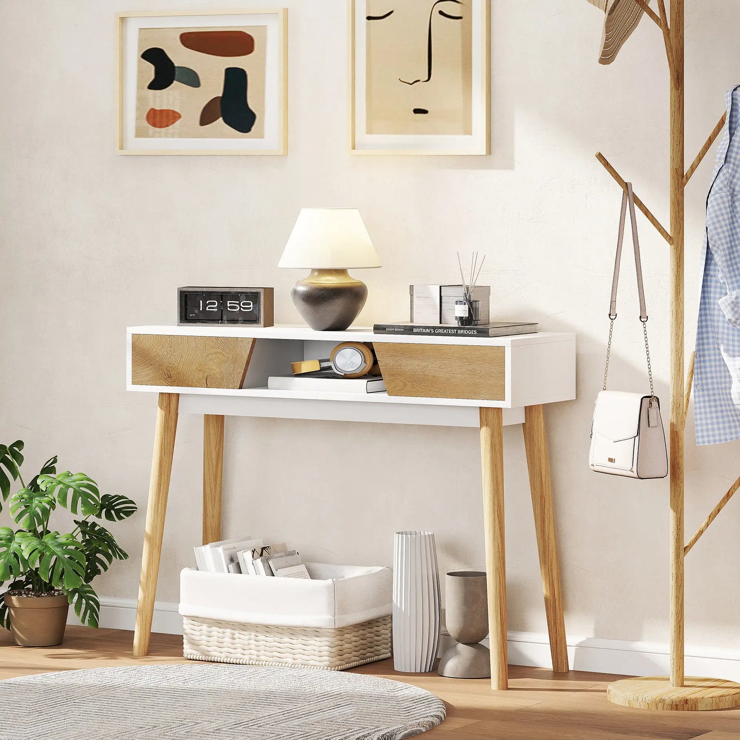 CONSOLA RECIBIDOR BLANCA “NORDIC LINEAR 2 DRAWERS” image 0