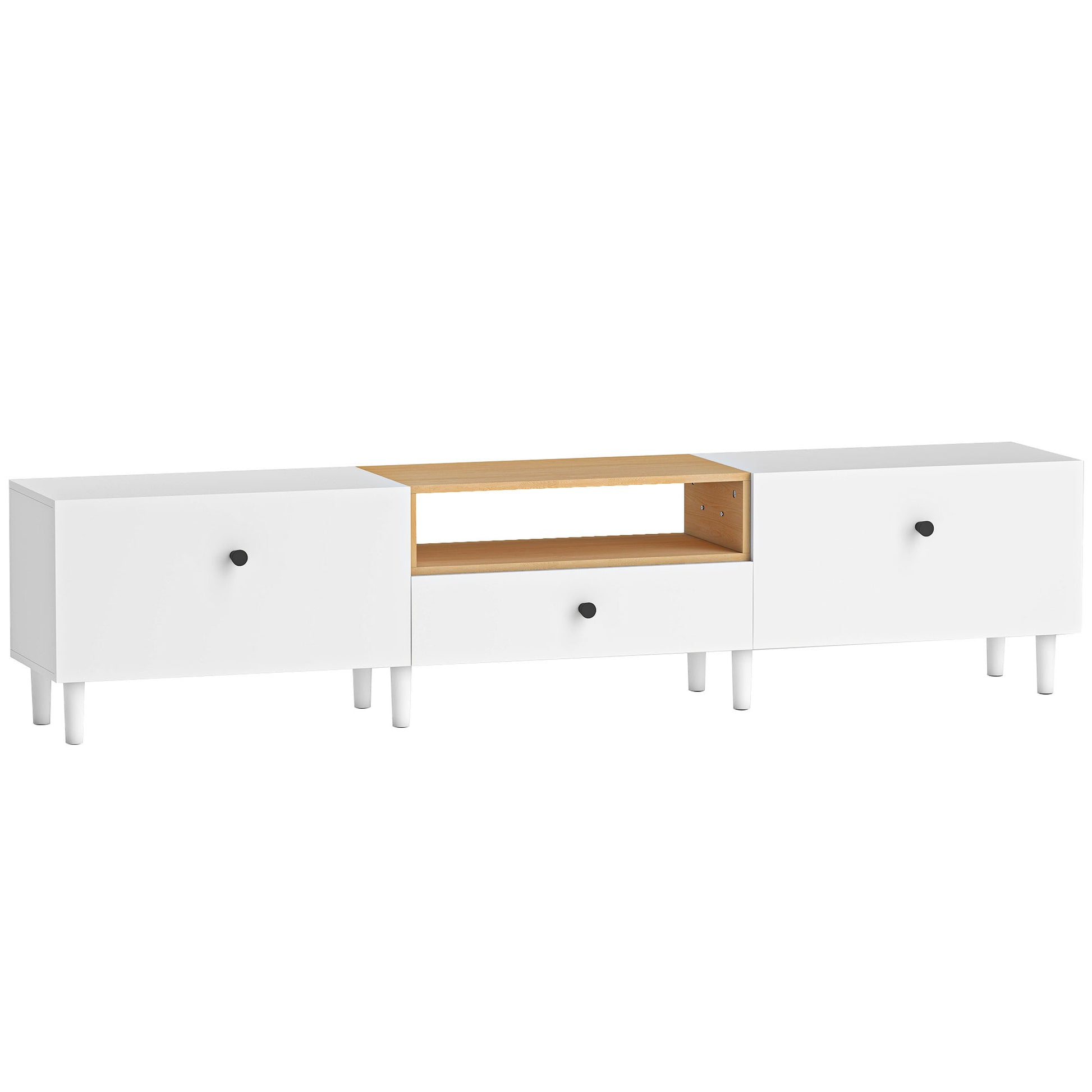 MUEBLE TV 200 CM BLANCO & MADERA NATURAL image 1