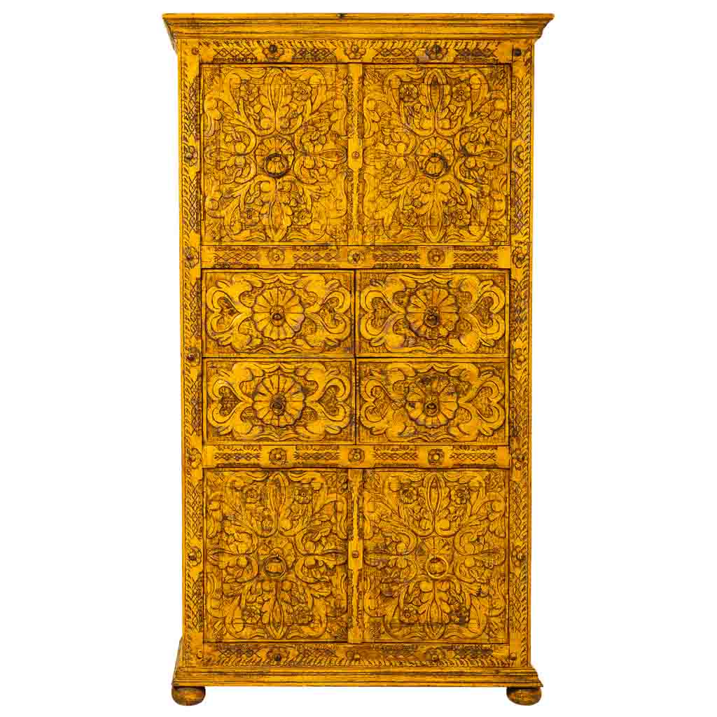 ARMARIO DALIAN YELLOW ARTESANAL DE MADERA MACIZA 2 CAJONES Y 4 PUERTAS image 7