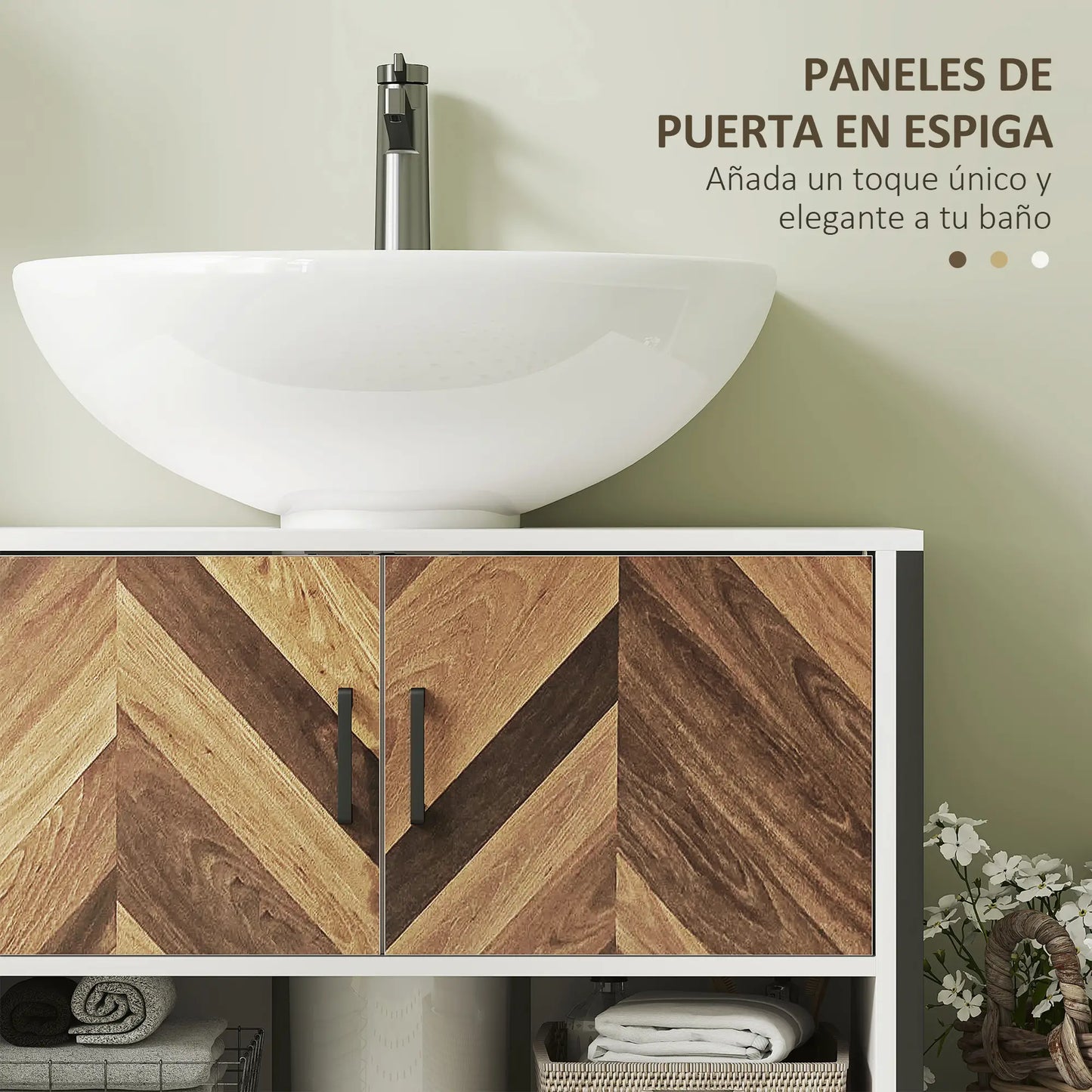 MUEBLE BAJO LAVABO LUNARA 80 CREMA Y NOGAL image 7