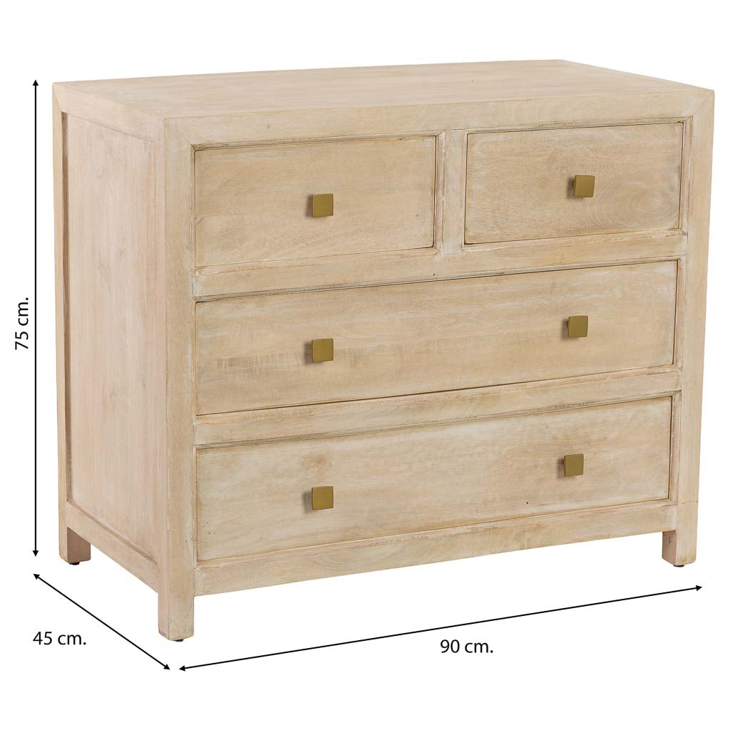 CÓMODA ALMA DE MADERA BLANCA 4 CAJONES image 3