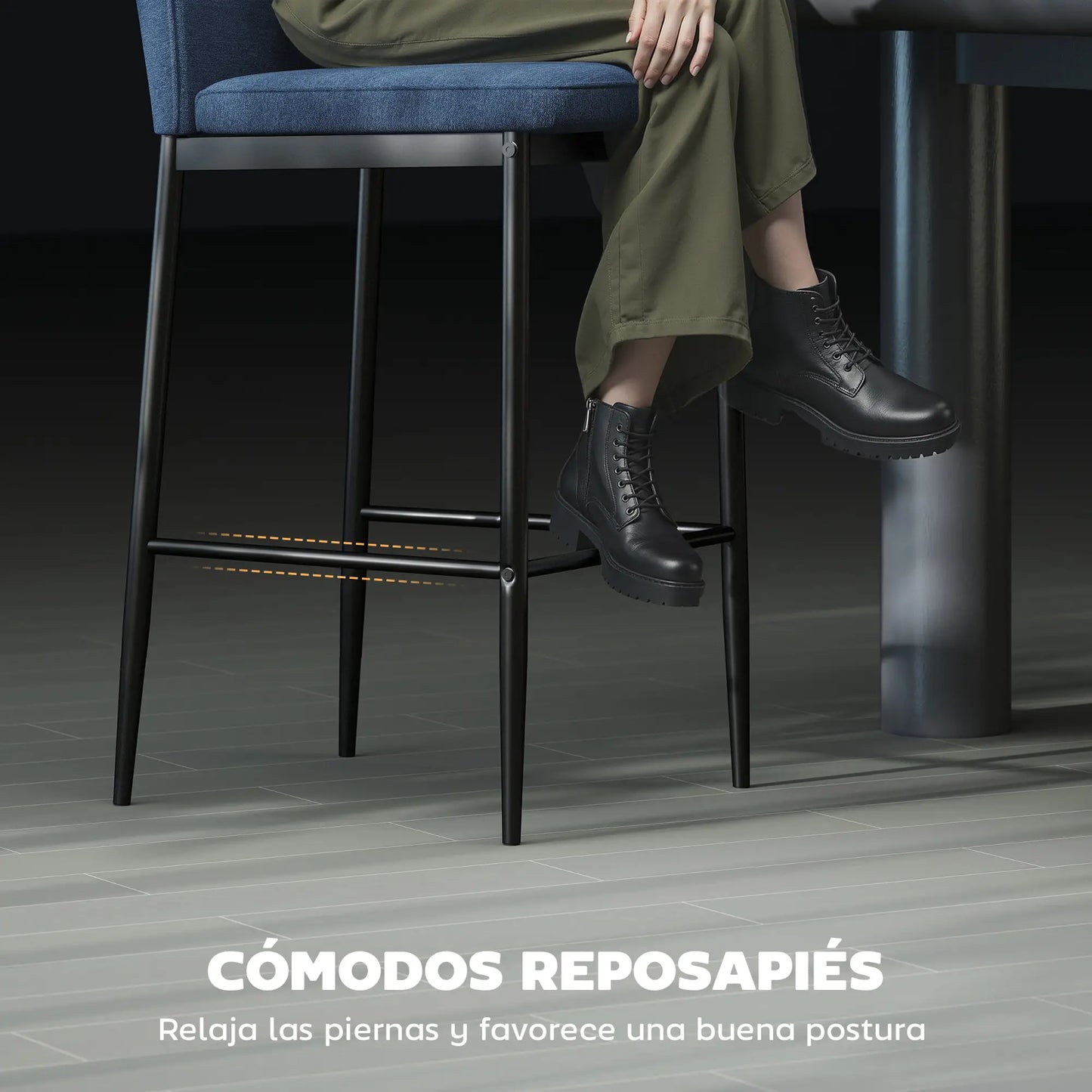 🪑 Set de 2 Taburetes Altos Tapizados en Terciopelo Azul con Patas de Acero – Diseño Moderno para Cocina, Isla o Barra