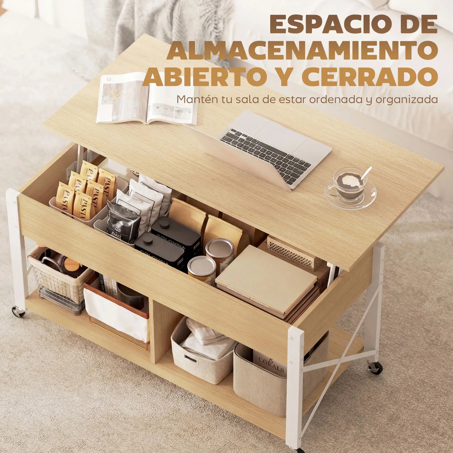 🛋️ Mesa de Centro Elevable FLOW – Funcionalidad Inteligente con Ruedas