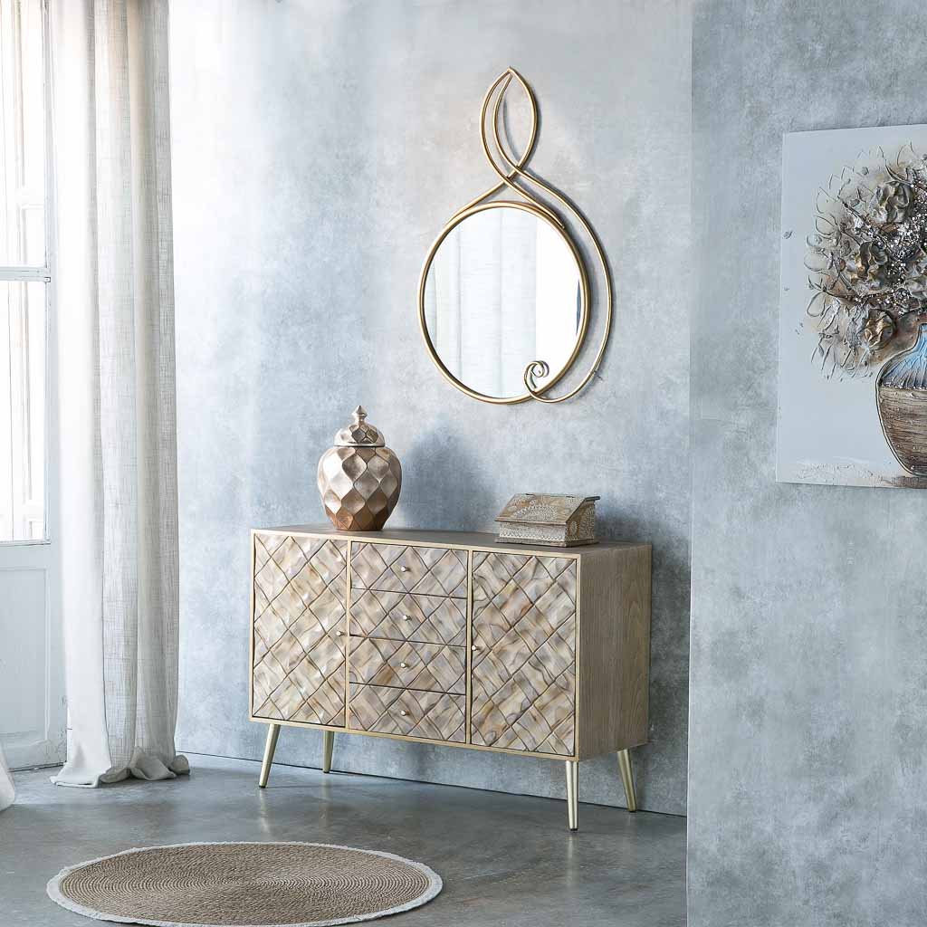 🪵 APARADOR MASAYA – MADERA DE PAULOWNIA, 2 PUERTAS Y 4 CAJONES, 120x40,5x81 CM