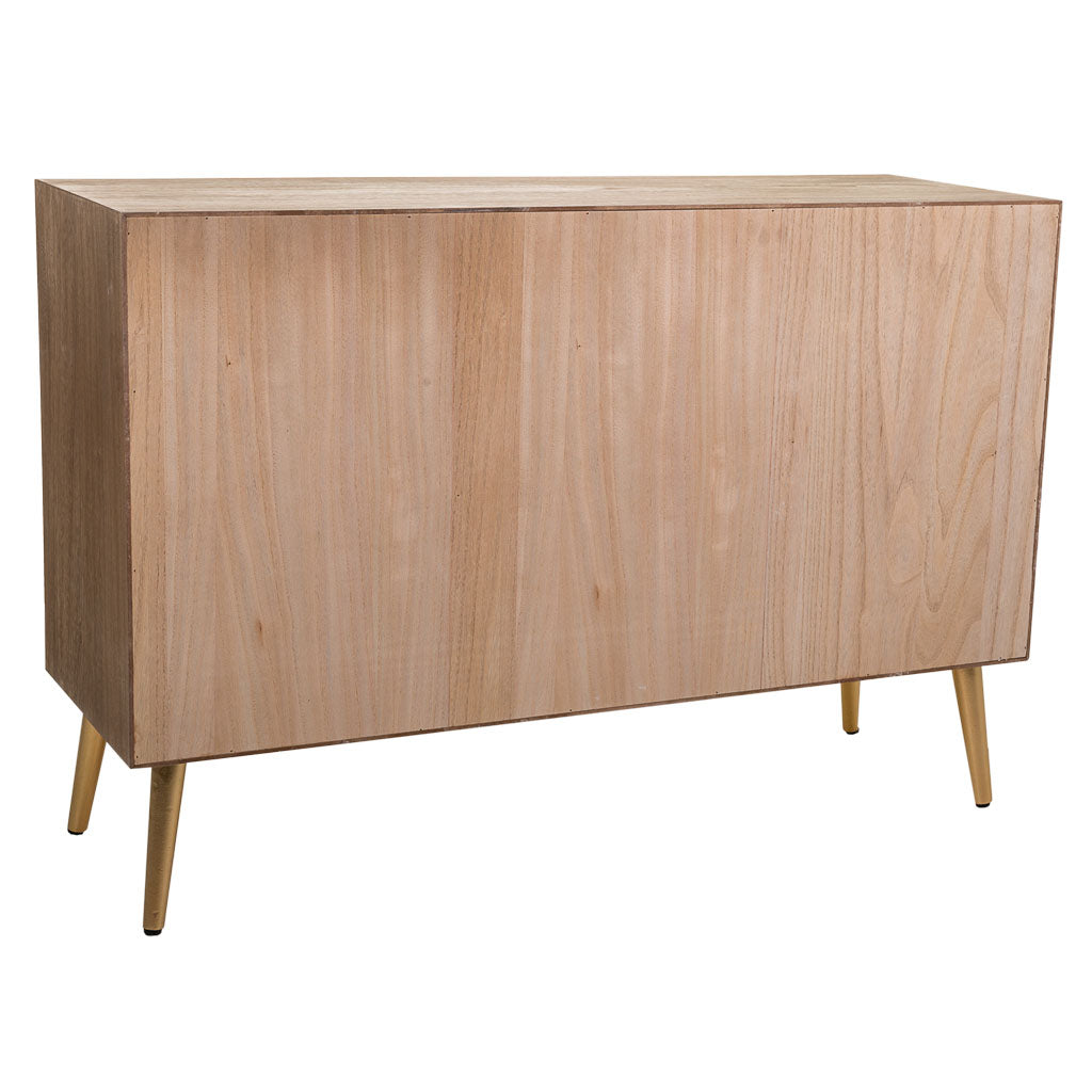 🪵 APARADOR MASAYA – MADERA DE PAULOWNIA, 2 PUERTAS Y 4 CAJONES, 120x40,5x81 CM