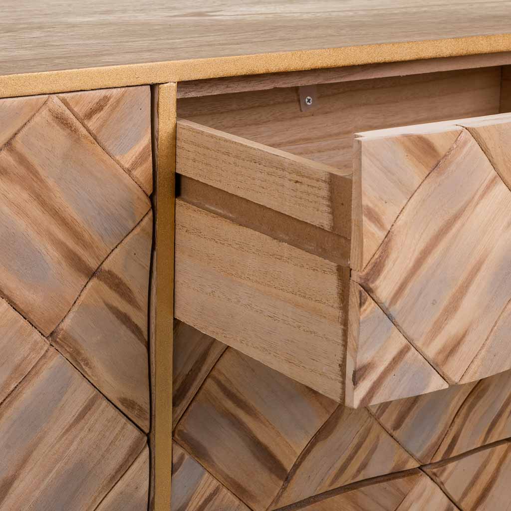 🪵 APARADOR MASAYA – MADERA DE PAULOWNIA, 2 PUERTAS Y 4 CAJONES, 120x40,5x81 CM