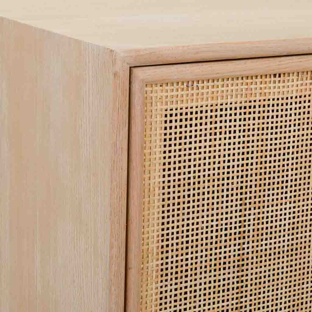 🪵 APARADOR TRENTO – MDF Y REJILLA DE CAÑA, 3 PUERTAS, 120x41,5x71 CM