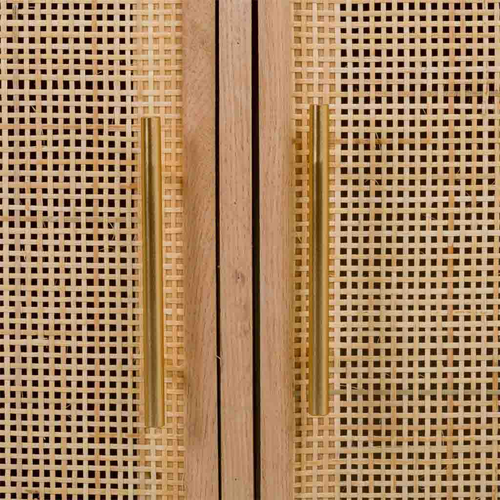 🪵 APARADOR TRENTO – MDF Y REJILLA DE CAÑA, 3 PUERTAS, 120x41,5x71 CM