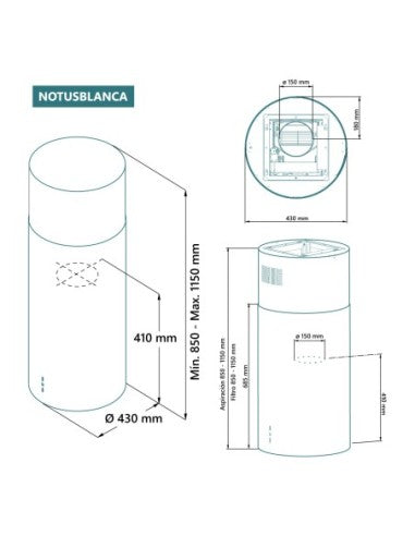 Campana Johnson de isla cilíndrica Blanca image 1