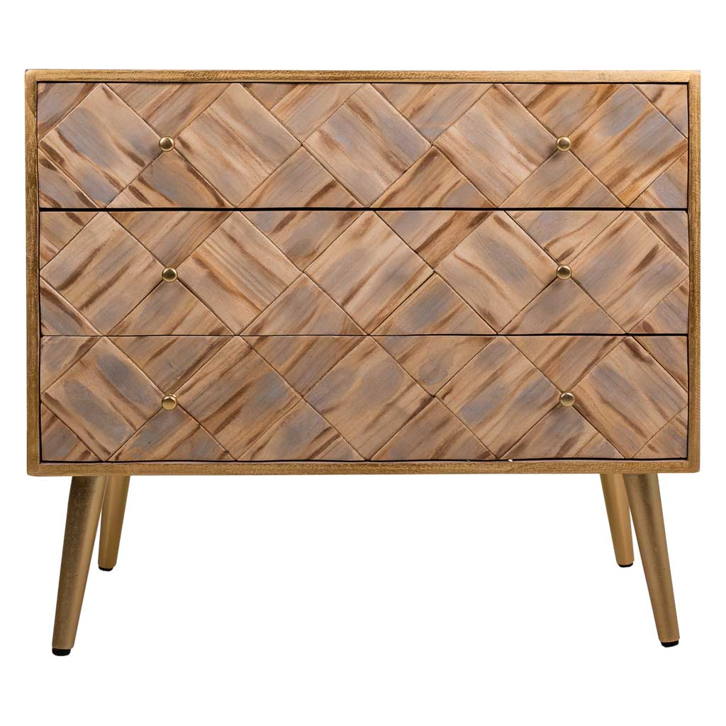 🪵 CÓMODA MASAYA – MADERA DE PAULOWNIA, 3 CAJONES, 73x36x65 CM