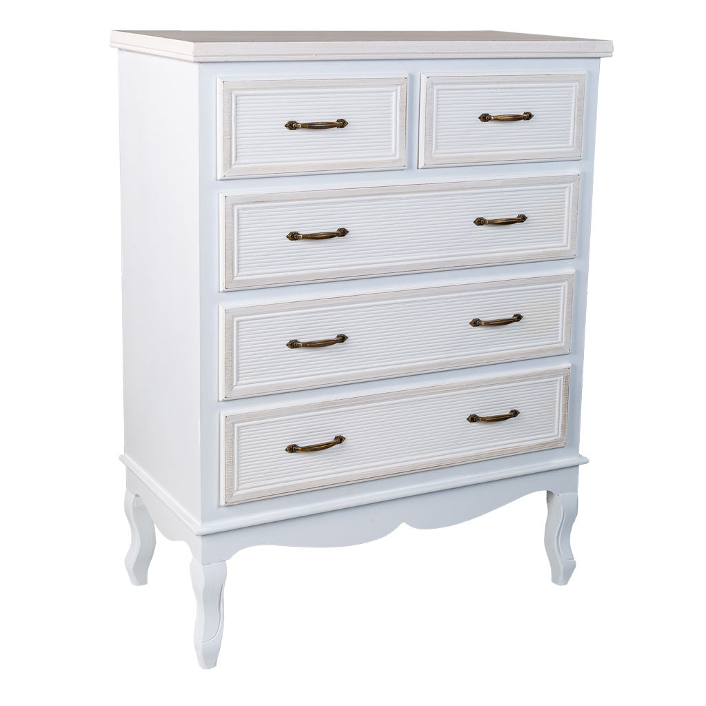 🌸 Cómoda ALBA de 5 Cajones – Estilo Romántico en Blanco | JAM MUEBLES