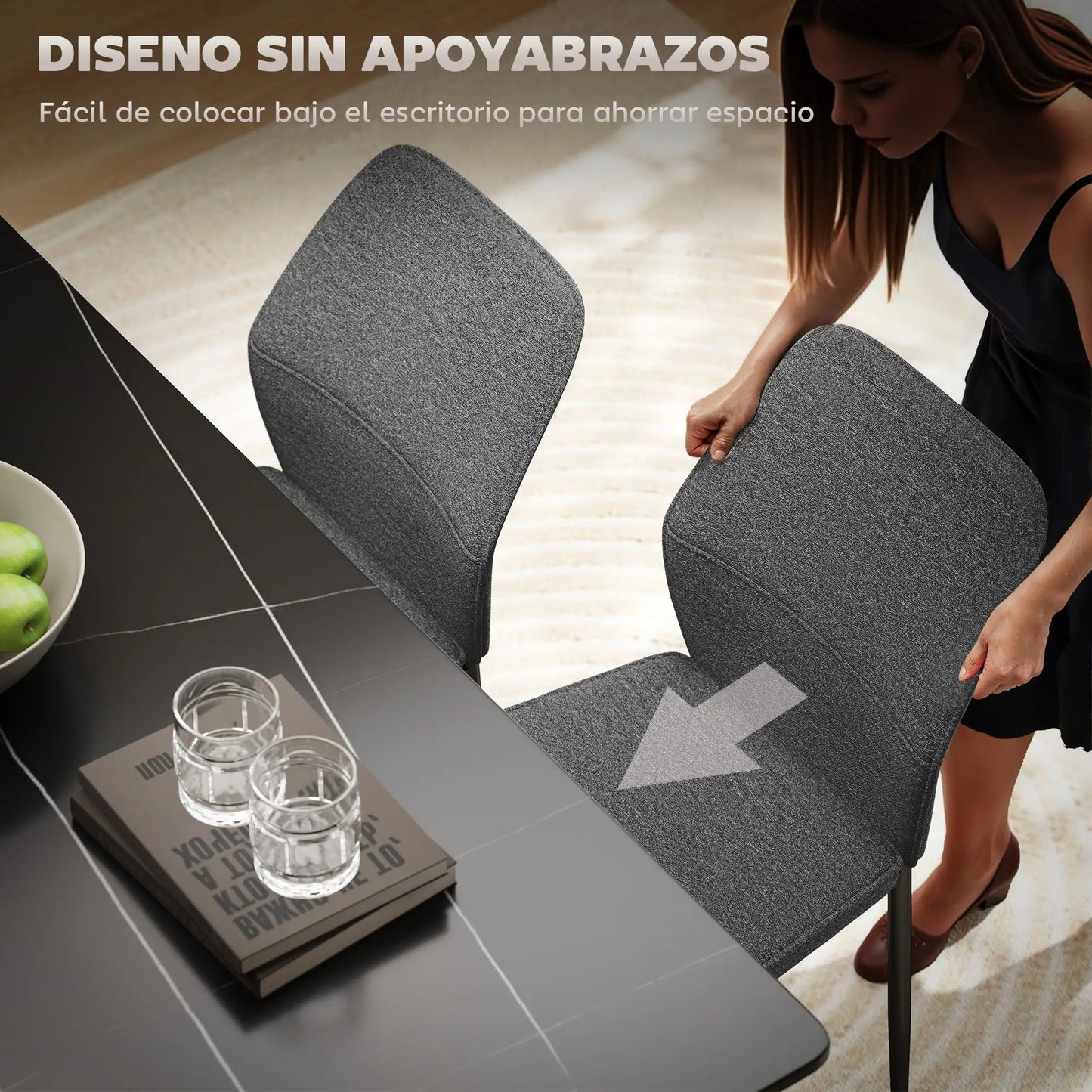 CONJUNTO DE 2 SILLAS DE COMEDOR TAPIZADAS EN TERCIOPELO image 3