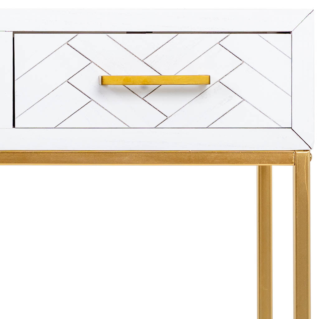 RECIBIDOR MARTA BLANCO CON 2 CAJONES DE MADERA Y METAL image 4