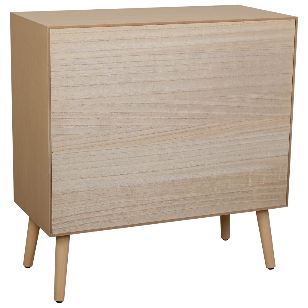 🪵 CÓMODA TRENTO – MDF Y REJILLA DE CAÑA, 3 CAJONES, 75x35x78 CM