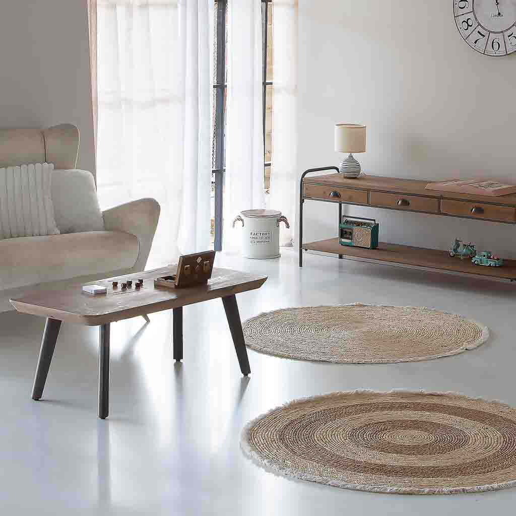 ☕ MESA DE CENTRO DUNA 100 – MADERA MACIZA DE ABETO + PATAS METÁLICAS · ESTILO INDUSTRIAL