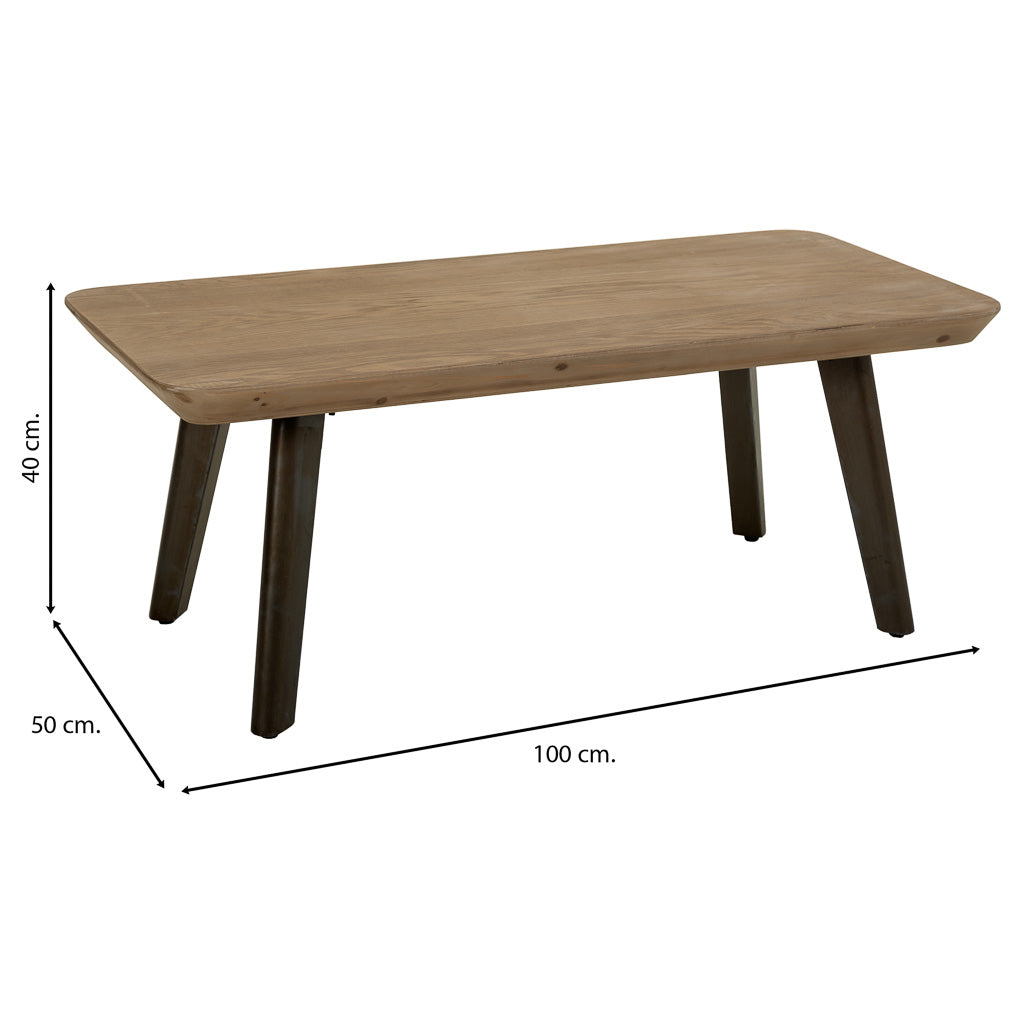 ☕ MESA DE CENTRO DUNA 100 – MADERA MACIZA DE ABETO + PATAS METÁLICAS · ESTILO INDUSTRIAL