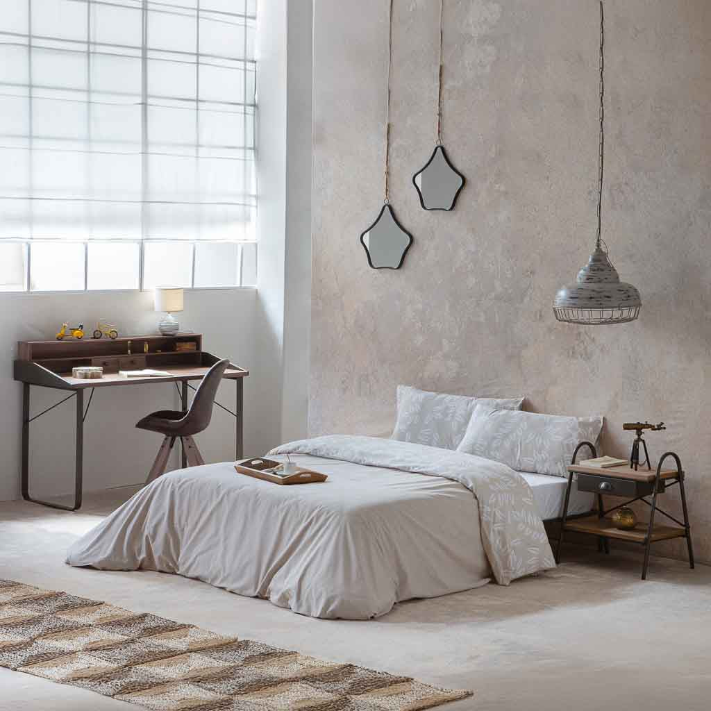 🛏️ MESITA DUNA 52 – MADERA DE ABETO + METAL · 1 CAJÓN + BALDA · ESTILO INDUSTRIAL