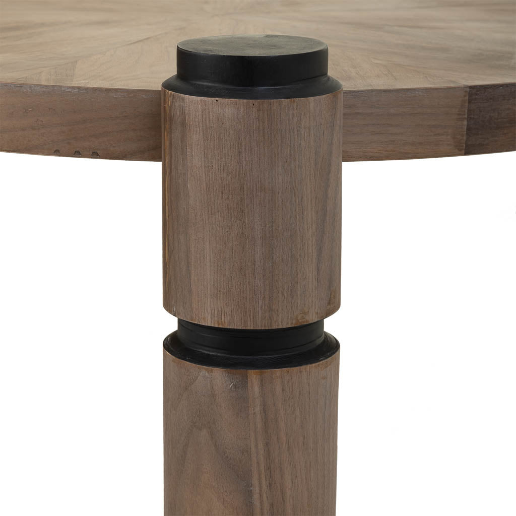 ☕ MESA DE CENTRO DUNA 110 – MADERA DE ABETO · TABLERO RADIAL · PATAS CILÍNDRICAS · ESTILO INDUSTRIAL