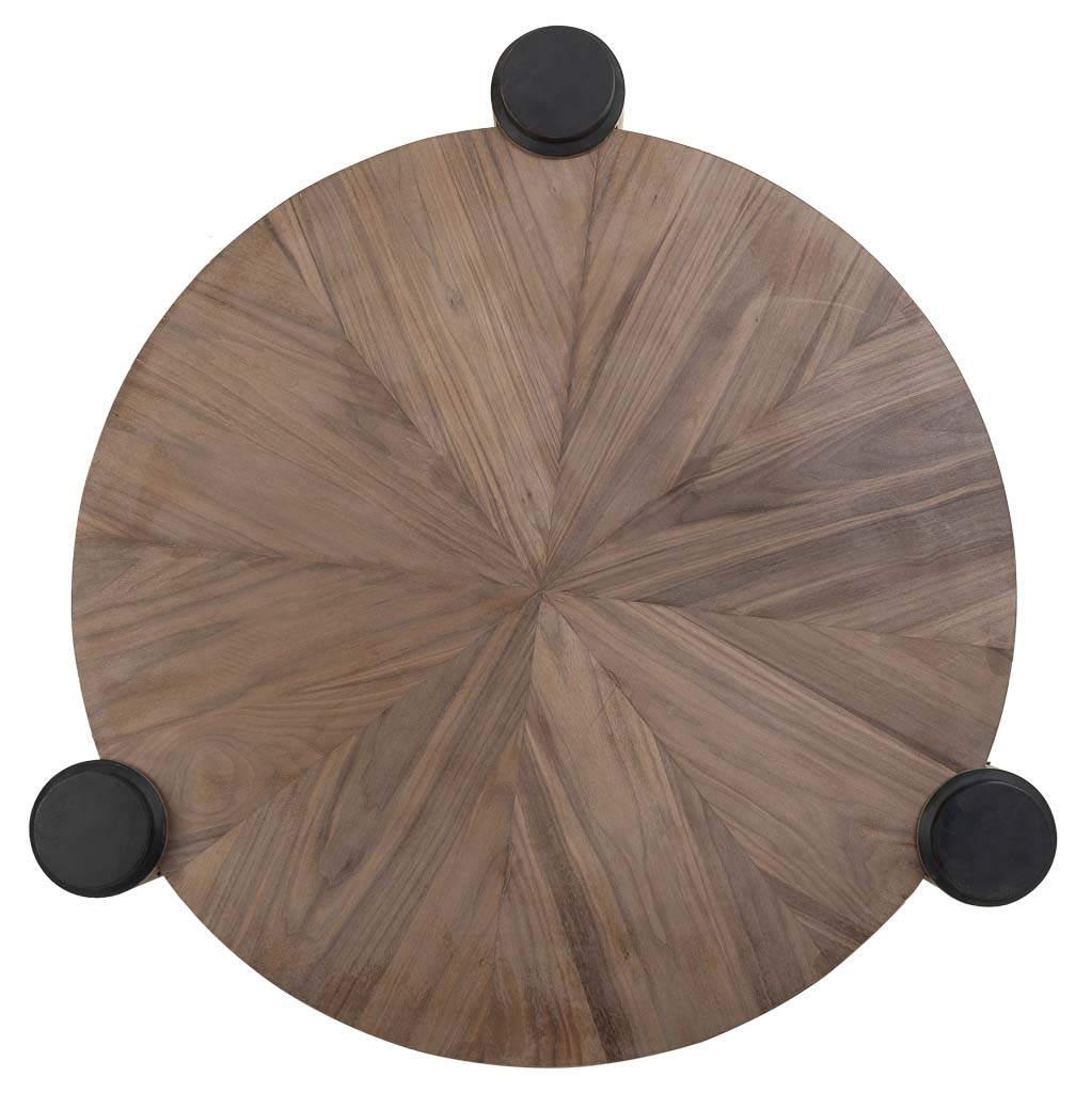 ☕ MESA DE CENTRO DUNA 110 – MADERA DE ABETO · TABLERO RADIAL · PATAS CILÍNDRICAS · ESTILO INDUSTRIAL