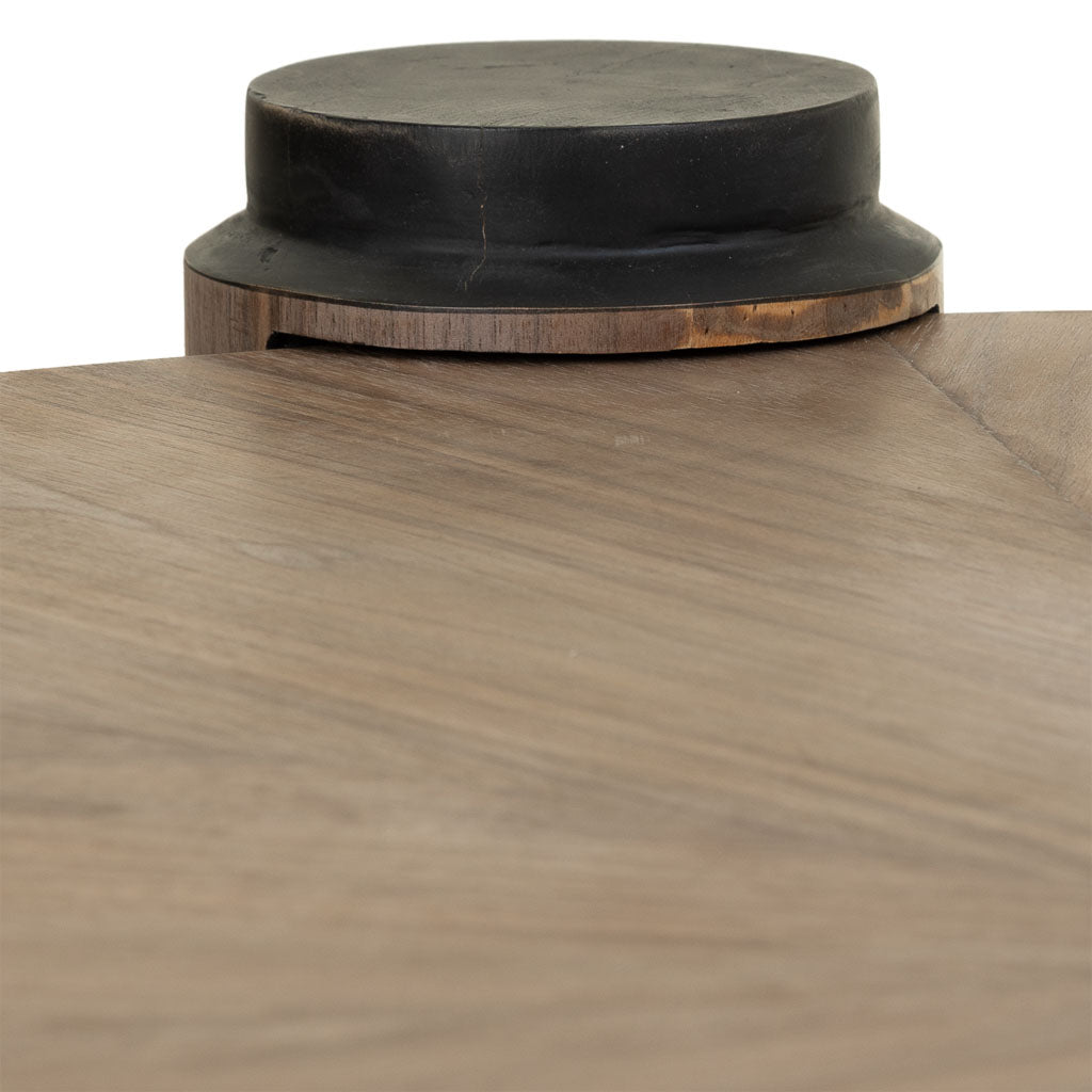 ☕ MESA DE CENTRO DUNA 110 – MADERA DE ABETO · TABLERO RADIAL · PATAS CILÍNDRICAS · ESTILO INDUSTRIAL