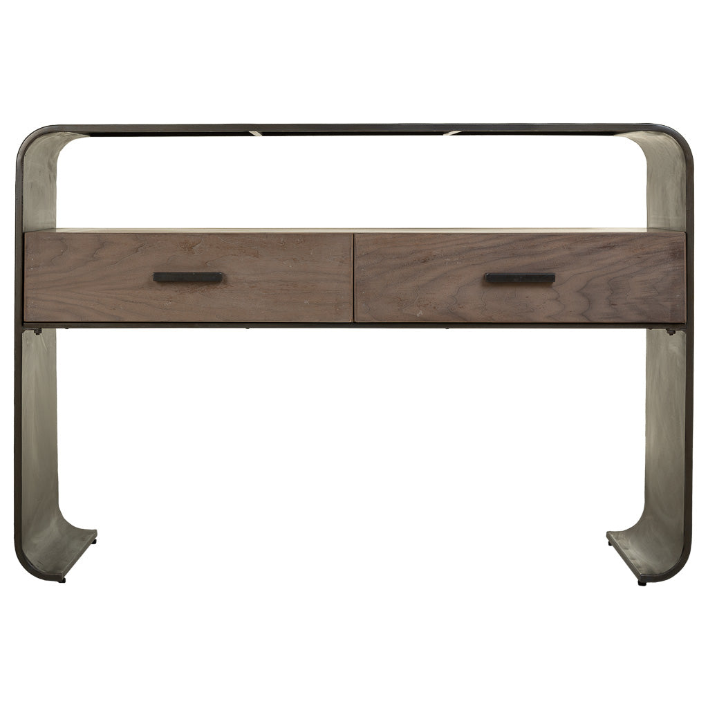 🏠 RECIBIDOR DUNA 122 – MADERA DE ABETO + METAL NEGRO · 2 CAJONES · ESTILO INDUSTRIAL