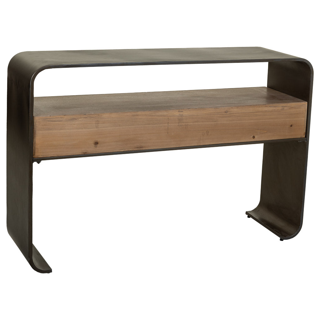 🏠 RECIBIDOR DUNA 122 – MADERA DE ABETO + METAL NEGRO · 2 CAJONES · ESTILO INDUSTRIAL