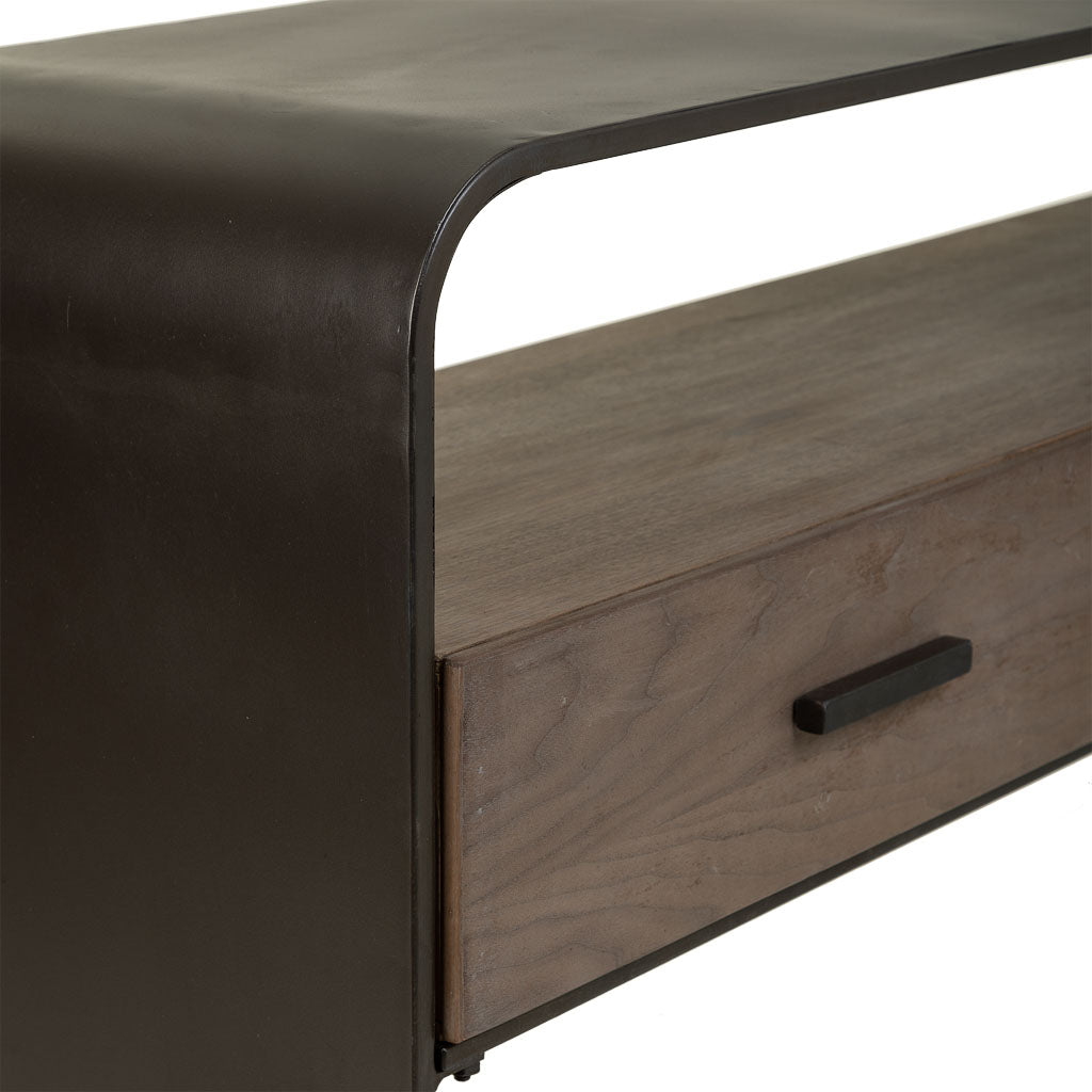 🏠 RECIBIDOR DUNA 122 – MADERA DE ABETO + METAL NEGRO · 2 CAJONES · ESTILO INDUSTRIAL