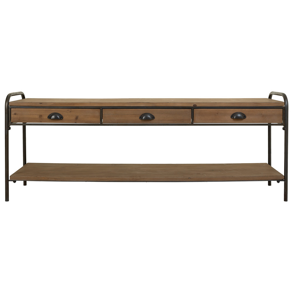 🪵 APARADOR DUNA 149 – MADERA DE ABETO + METAL · 3 CAJONES + BALDA INFERIOR · ESTILO INDUSTRIAL