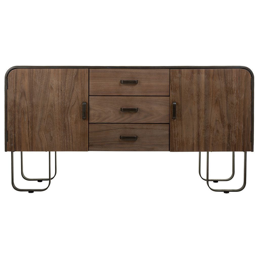 🪵 APARADOR DUNA 145 – MADERA DE ABETO + METAL NEGRO · GRAN CAPACIDAD · ESTILO INDUSTRIAL