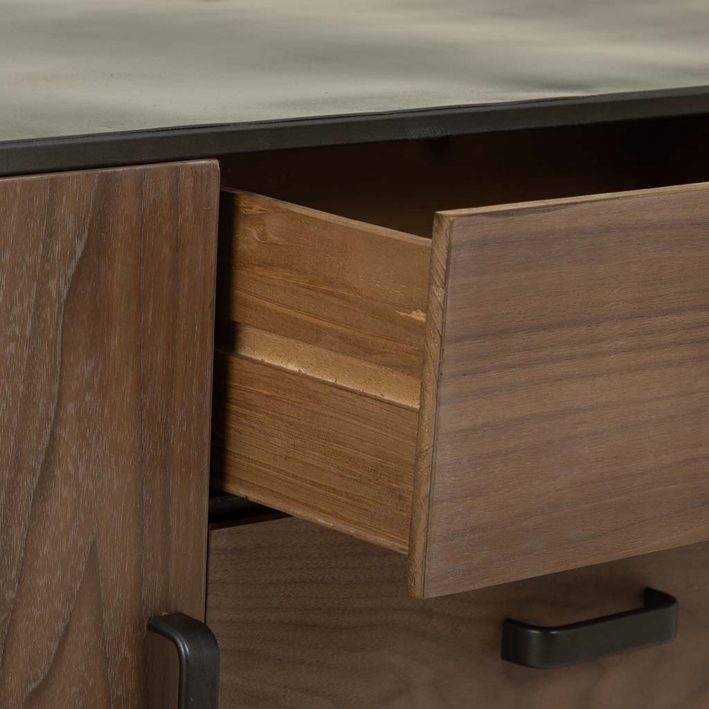 🪵 APARADOR DUNA 145 – MADERA DE ABETO + METAL NEGRO · GRAN CAPACIDAD · ESTILO INDUSTRIAL