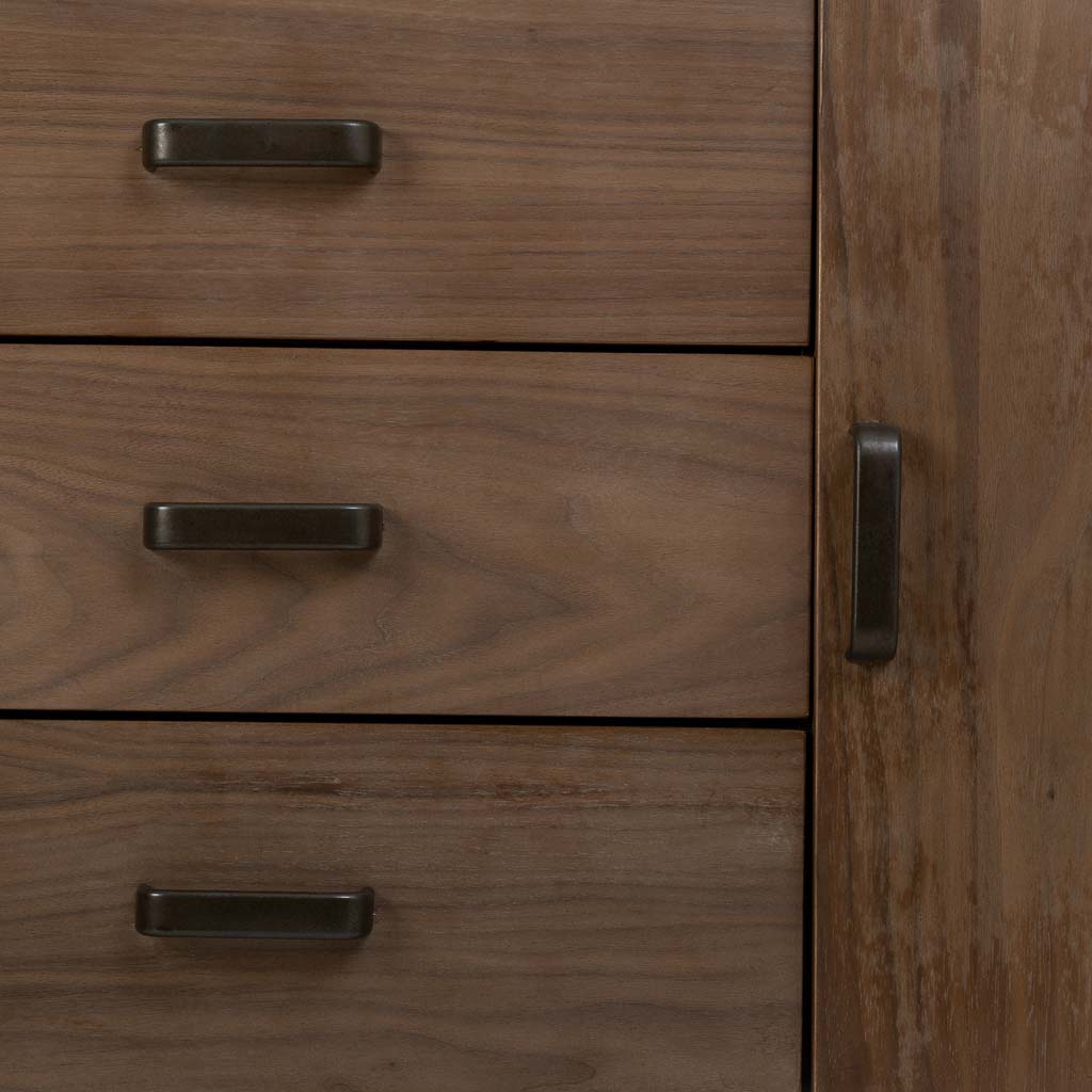 🪵 APARADOR DUNA 145 – MADERA DE ABETO + METAL NEGRO · GRAN CAPACIDAD · ESTILO INDUSTRIAL