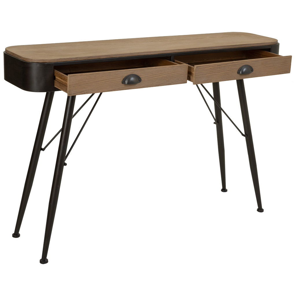 🏠 RECIBIDOR DUNA 120 – MADERA DE ABETO + METAL · 2 CAJONES · FONDO REDUCIDO · ESTILO INDUSTRIAL