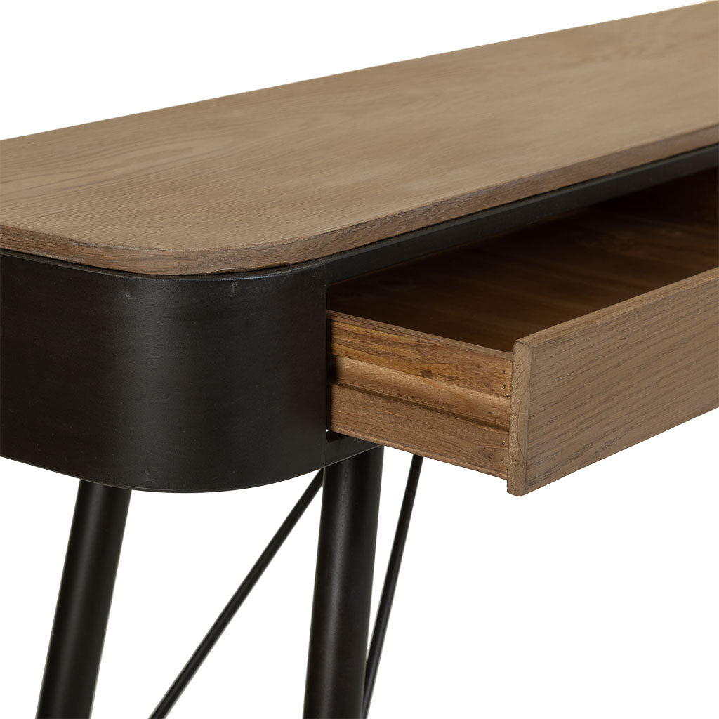 🏠 RECIBIDOR DUNA 120 – MADERA DE ABETO + METAL · 2 CAJONES · FONDO REDUCIDO · ESTILO INDUSTRIAL