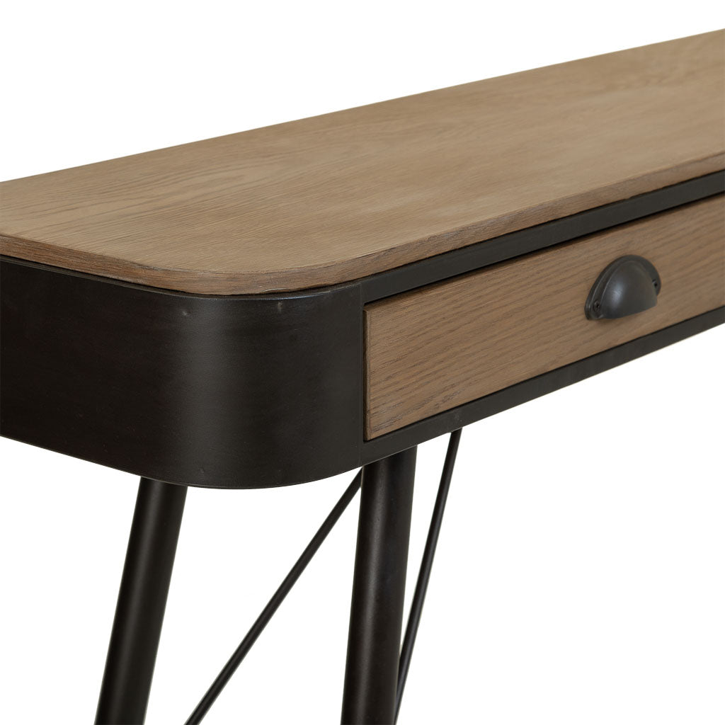 🏠 RECIBIDOR DUNA 120 – MADERA DE ABETO + METAL · 2 CAJONES · FONDO REDUCIDO · ESTILO INDUSTRIAL
